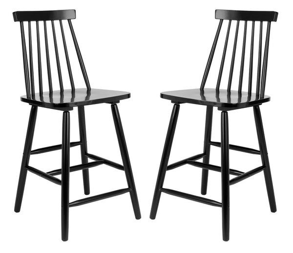 Safavieh BEAUFORT Counter Stool - Stylish Spindle Back Design for Modern Farmhouse Charm - Set of Two Black BST8501B-SET2