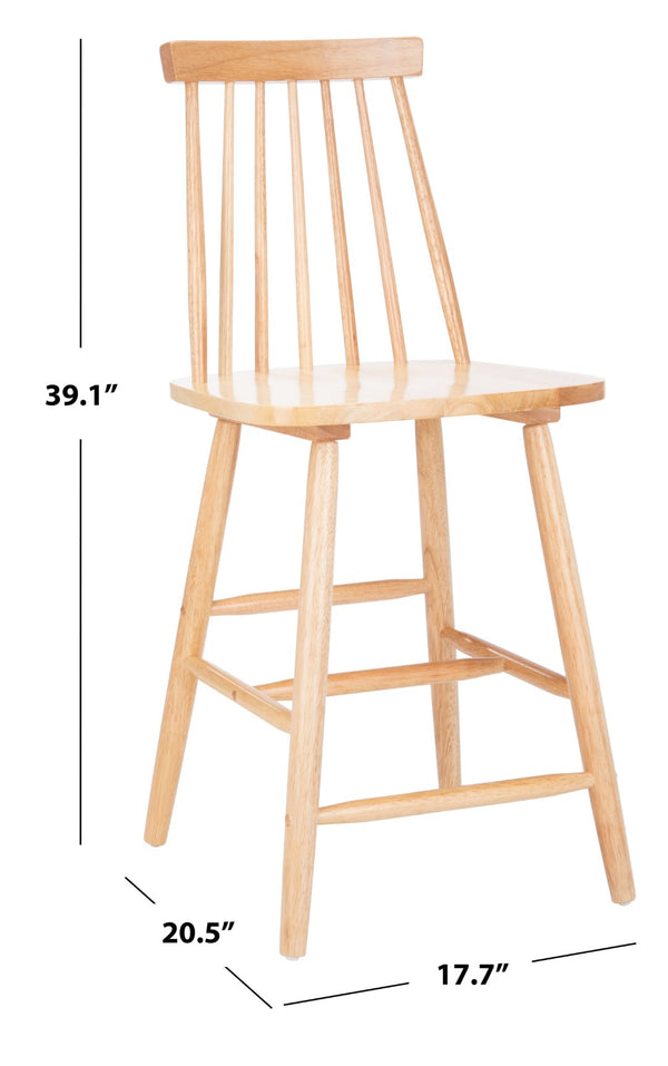 Safavieh BEAUFORT Counter Stool - Stylish Spindle Back Design for Modern Farmhouse Charm - Set of Two Natural BST8501C-SET2
