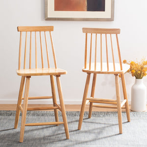 Safavieh BEAUFORT Counter Stool - Stylish Spindle Back Design for Modern Farmhouse Charm - Set of Two Natural BST8501C-SET2