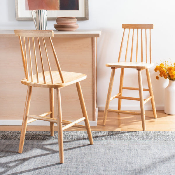 Safavieh BEAUFORT Counter Stool - Stylish Spindle Back Design for Modern Farmhouse Charm - Set of Two Natural BST8501C-SET2