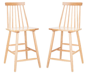 Safavieh BEAUFORT Counter Stool - Stylish Spindle Back Design for Modern Farmhouse Charm - Set of Two Natural BST8501C-SET2