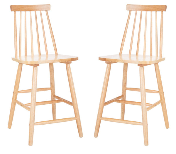 Safavieh BEAUFORT Counter Stool - Stylish Spindle Back Design for Modern Farmhouse Charm - Set of Two Natural BST8501C-SET2