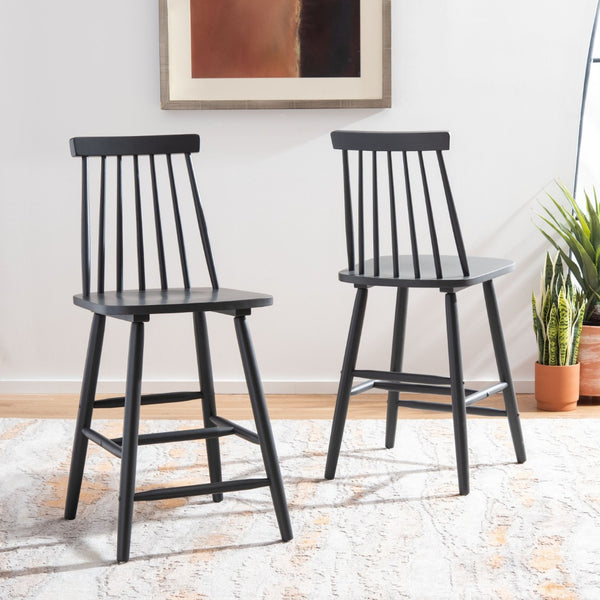 Safavieh BEAUFORT Counter Stool - Stylish Spindle Back Design for Modern Farmhouse Charm - Set of Two Grey BST8501D-SET2