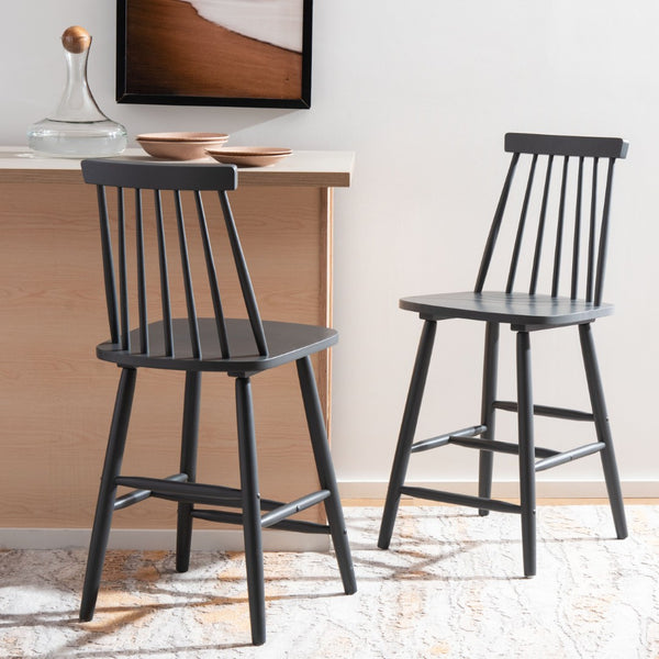 Safavieh BEAUFORT Counter Stool - Stylish Spindle Back Design for Modern Farmhouse Charm - Set of Two Grey BST8501D-SET2