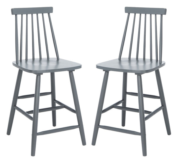 Safavieh BEAUFORT Counter Stool - Stylish Spindle Back Design for Modern Farmhouse Charm - Set of Two Grey BST8501D-SET2