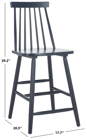 Safavieh Beaufort Counter Stool Set Of 2 - Modern Farmhouse Charm With Iconic Spindle Back And Rubberwood Frame Navy Wood Bst8501e-set2