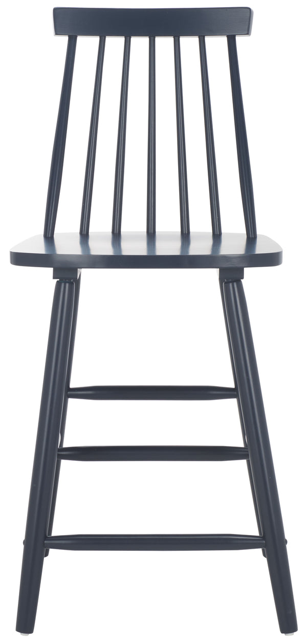 Safavieh Beaufort Counter Stool Set Of 2 - Modern Farmhouse Charm With Iconic Spindle Back And Rubberwood Frame Navy Wood Bst8501e-set2