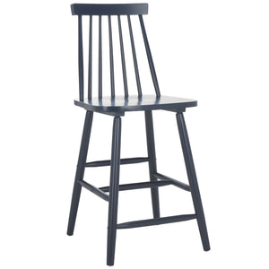 Safavieh Beaufort Counter Stool Set Of 2 - Modern Farmhouse Charm With Iconic Spindle Back And Rubberwood Frame Navy Wood Bst8501e-set2