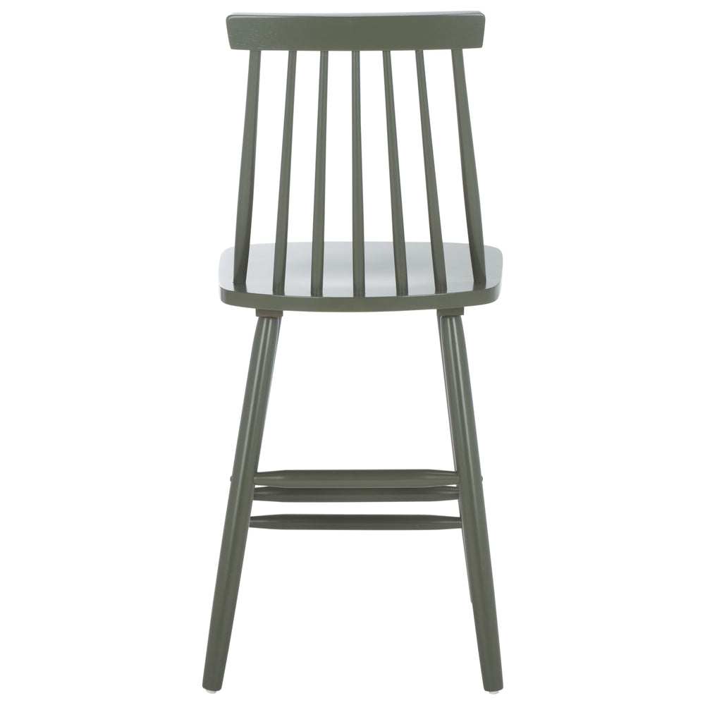 Safavieh Beaufort Counter Stool Set Of 2 - Modern Farmhouse Charm With Iconic Spindle Back And Rubberwood Frame Dusty Green Wood Bst8501f-set2