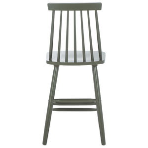 Safavieh Beaufort Counter Stool Set Of 2 - Modern Farmhouse Charm With Iconic Spindle Back And Rubberwood Frame Dusty Green Wood Bst8501f-set2