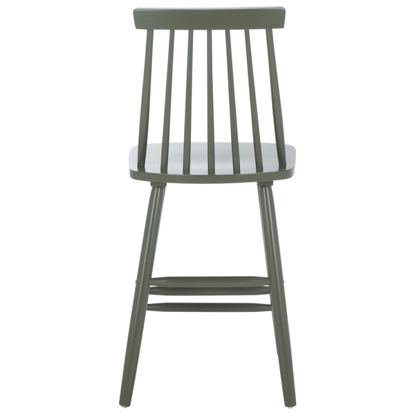 Safavieh Beaufort Counter Stool Set Of 2 - Modern Farmhouse Charm With Iconic Spindle Back And Rubberwood Frame Dusty Green Wood Bst8501f-set2