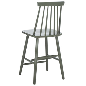 Safavieh Beaufort Counter Stool Set Of 2 - Modern Farmhouse Charm With Iconic Spindle Back And Rubberwood Frame Dusty Green Wood Bst8501f-set2
