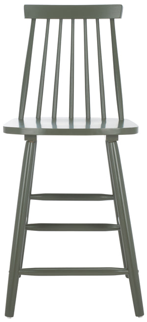 Safavieh Beaufort Counter Stool Set Of 2 - Modern Farmhouse Charm With Iconic Spindle Back And Rubberwood Frame Dusty Green Wood Bst8501f-set2