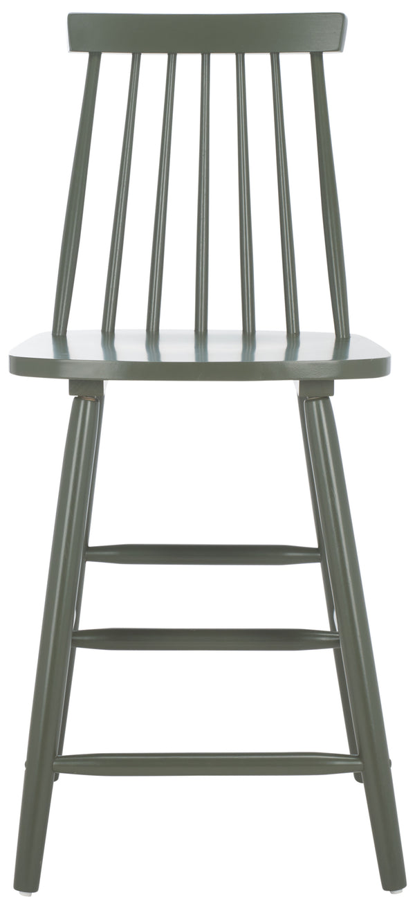 Safavieh Beaufort Counter Stool Set Of 2 - Modern Farmhouse Charm With Iconic Spindle Back And Rubberwood Frame Dusty Green Wood Bst8501f-set2