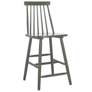 Safavieh Beaufort Counter Stool Set Of 2 - Modern Farmhouse Charm With Iconic Spindle Back And Rubberwood Frame Dusty Green Wood Bst8501f-set2