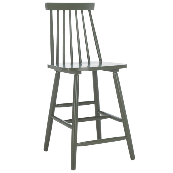 Safavieh Beaufort Counter Stool Set Of 2 - Modern Farmhouse Charm With Iconic Spindle Back And Rubberwood Frame Dusty Green Wood Bst8501f-set2
