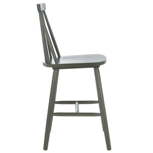 Safavieh Beaufort Counter Stool Set Of 2 - Modern Farmhouse Charm With Iconic Spindle Back And Rubberwood Frame Dusty Green Wood Bst8501f-set2