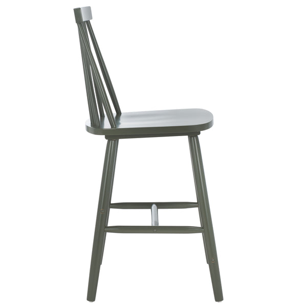 Safavieh Beaufort Counter Stool Set Of 2 - Modern Farmhouse Charm With Iconic Spindle Back And Rubberwood Frame Dusty Green Wood Bst8501f-set2