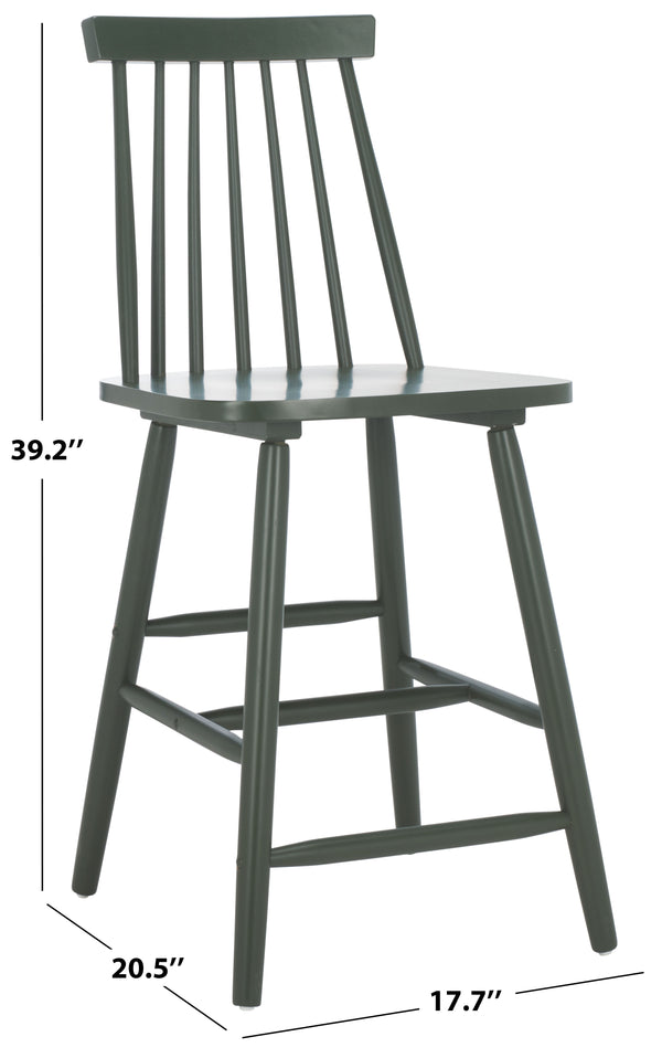 Safavieh Beaufort Counter Stool Set Of 2 - Modern Farmhouse Charm With Iconic Spindle Back And Rubberwood Frame Garden Green Wood Bst8501g-set2