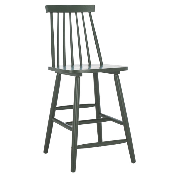 Safavieh Beaufort Counter Stool Set Of 2 - Modern Farmhouse Charm With Iconic Spindle Back And Rubberwood Frame Garden Green Wood Bst8501g-set2