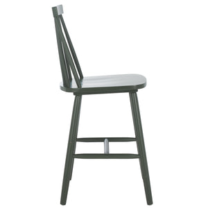 Safavieh Beaufort Counter Stool Set Of 2 - Modern Farmhouse Charm With Iconic Spindle Back And Rubberwood Frame Garden Green Wood Bst8501g-set2