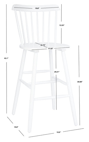 Safavieh GALENA Bar Stool Set of Two - Timeless Farmhouse Design for Stylish Home Bars and Kitchen Spaces White BST8502A-SET2