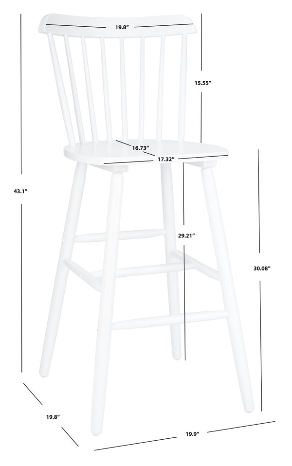 Safavieh GALENA Bar Stool Set of Two - Timeless Farmhouse Design for Stylish Home Bars and Kitchen Spaces White BST8502A-SET2