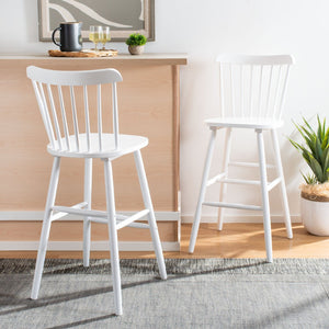 Safavieh GALENA Bar Stool Set of Two - Timeless Farmhouse Design for Stylish Home Bars and Kitchen Spaces White BST8502A-SET2