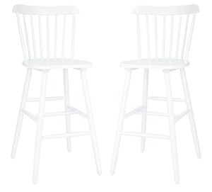 Safavieh GALENA Bar Stool Set of Two - Timeless Farmhouse Design for Stylish Home Bars and Kitchen Spaces White BST8502A-SET2