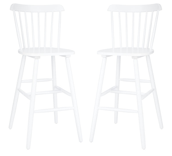 Safavieh GALENA Bar Stool Set of Two - Timeless Farmhouse Design for Stylish Home Bars and Kitchen Spaces White BST8502A-SET2