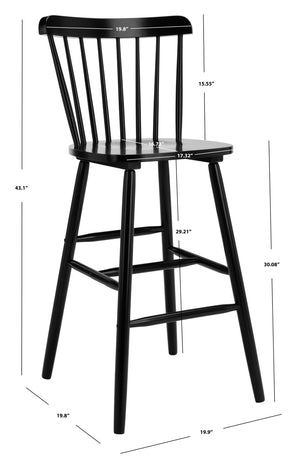 Safavieh GALENA Bar Stool Set of Two - Timeless Farmhouse Design for Stylish Home Bars and Kitchen Spaces Black BST8502B-SET2
