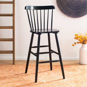Safavieh GALENA Bar Stool Set of Two - Timeless Farmhouse Design for Stylish Home Bars and Kitchen Spaces Black BST8502B-SET2