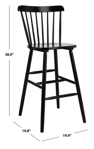 Safavieh GALENA Bar Stool Set of Two - Timeless Farmhouse Design for Stylish Home Bars and Kitchen Spaces Black BST8502B-SET2