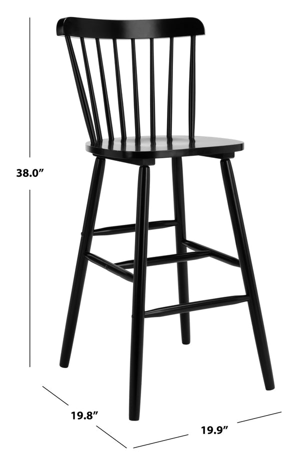Safavieh GALENA Bar Stool Set of Two - Timeless Farmhouse Design for Stylish Home Bars and Kitchen Spaces Black BST8502B-SET2