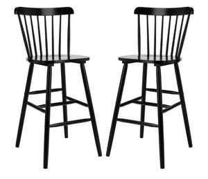 Safavieh GALENA Bar Stool Set of Two - Timeless Farmhouse Design for Stylish Home Bars and Kitchen Spaces Black BST8502B-SET2