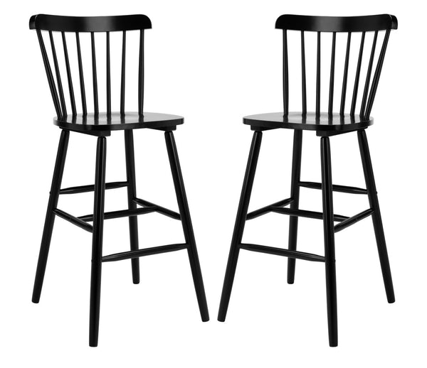 Safavieh GALENA Bar Stool Set of Two - Timeless Farmhouse Design for Stylish Home Bars and Kitchen Spaces Black BST8502B-SET2