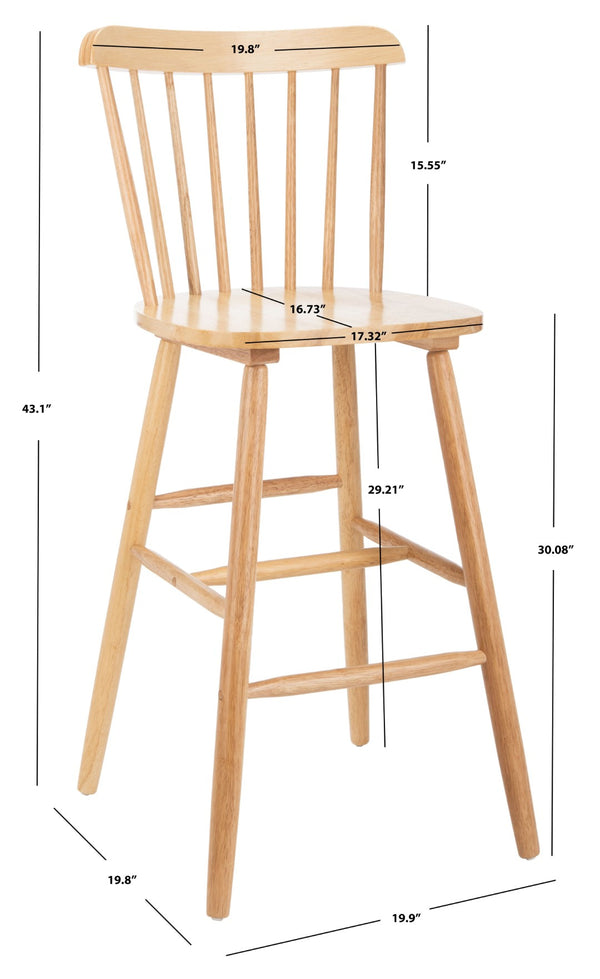 Safavieh GALENA Bar Stool Set of Two - Timeless Farmhouse Design for Stylish Home Bars and Kitchen Spaces Natural BST8502C-SET2