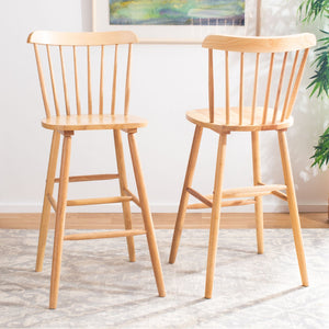 Safavieh GALENA Bar Stool Set of Two - Timeless Farmhouse Design for Stylish Home Bars and Kitchen Spaces Natural BST8502C-SET2