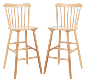 Safavieh GALENA Bar Stool Set of Two - Timeless Farmhouse Design for Stylish Home Bars and Kitchen Spaces Natural BST8502C-SET2