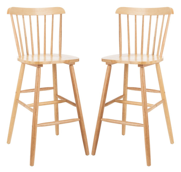 Safavieh GALENA Bar Stool Set of Two - Timeless Farmhouse Design for Stylish Home Bars and Kitchen Spaces Natural BST8502C-SET2