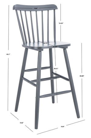 Safavieh GALENA Bar Stool Set of Two - Classic Grey Farmhouse Style for Kitchen, Bar & Counter Seating BST8502D-SET2