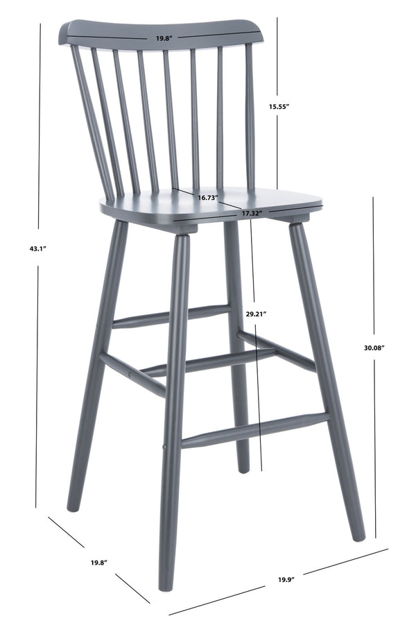 Safavieh GALENA Bar Stool Set of Two - Classic Grey Farmhouse Style for Kitchen, Bar & Counter Seating BST8502D-SET2