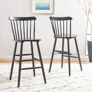 Safavieh GALENA Bar Stool Set of Two - Classic Grey Farmhouse Style for Kitchen, Bar & Counter Seating BST8502D-SET2