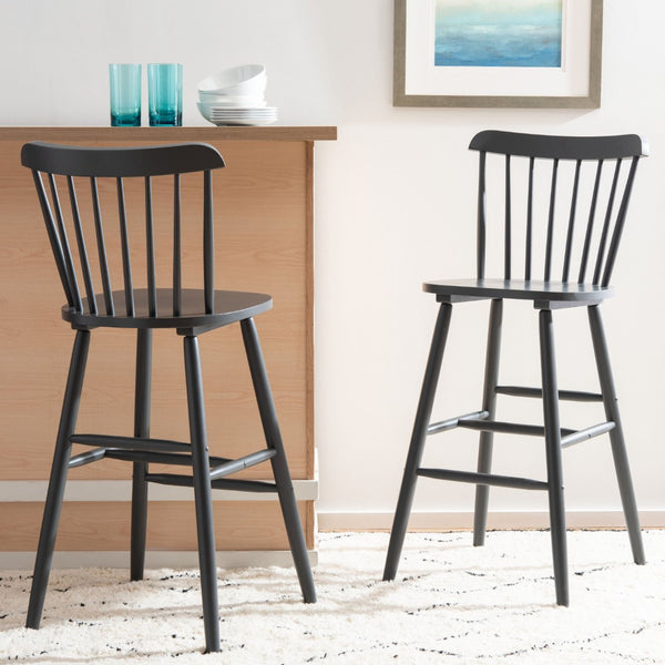 Safavieh GALENA Bar Stool Set of Two - Classic Grey Farmhouse Style for Kitchen, Bar & Counter Seating BST8502D-SET2