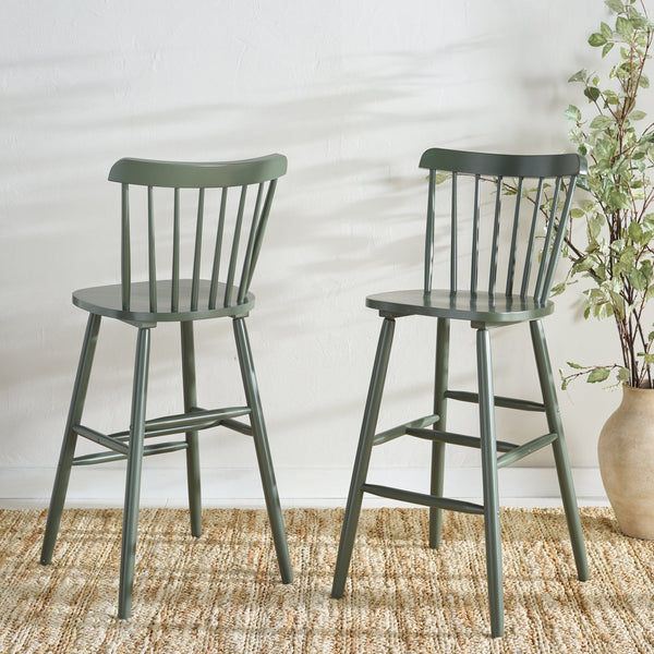 Safavieh Galena Bar Stool Set Of 2 – Timeless Farmhouse Elegance In Classic Americana Style For Any Space Dusty Green Wood Bst8502f-set2