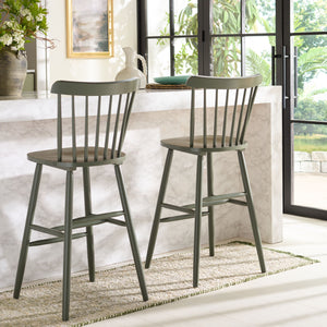 Safavieh Galena Bar Stool Set Of 2 – Timeless Farmhouse Elegance In Classic Americana Style For Any Space Dusty Green Wood Bst8502f-set2