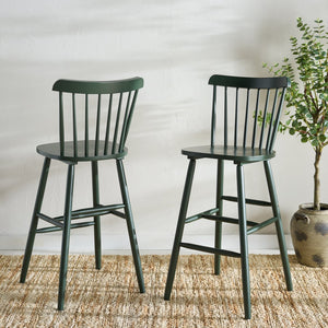 Safavieh Galena Bar Stool Set Of 2 – Timeless Farmhouse Elegance In Classic Americana Style For Any Space Garden Green Wood Bst8502g-set2