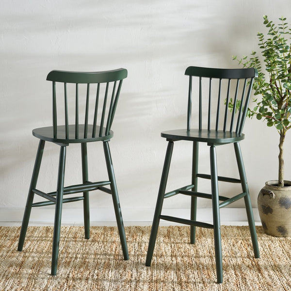 Safavieh Galena Bar Stool Set Of 2 – Timeless Farmhouse Elegance In Classic Americana Style For Any Space Garden Green Wood Bst8502g-set2