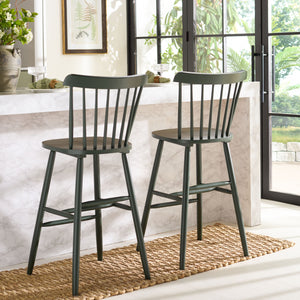 Safavieh Galena Bar Stool Set Of 2 – Timeless Farmhouse Elegance In Classic Americana Style For Any Space Garden Green Wood Bst8502g-set2