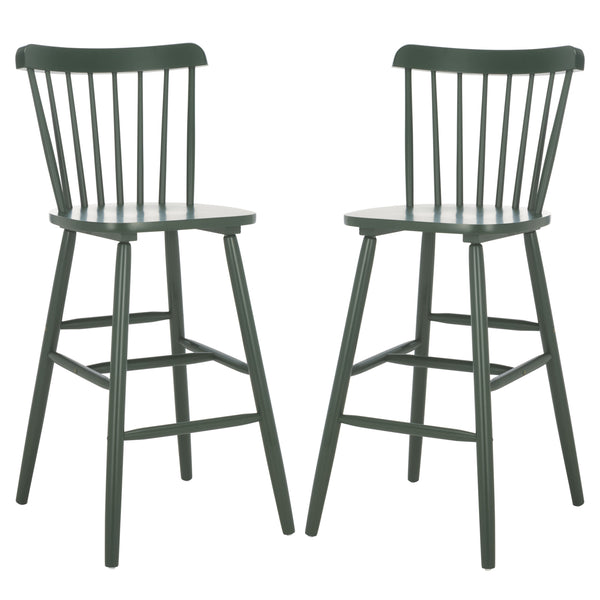 Safavieh Galena Bar Stool Set Of 2 – Timeless Farmhouse Elegance In Classic Americana Style For Any Space Garden Green Wood Bst8502g-set2